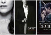 Varios carteles promocionales de la película "50 sombras de Grey"